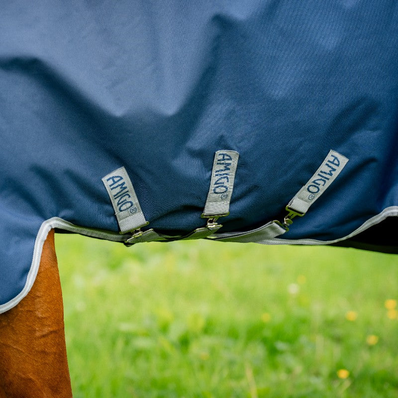 Horseware - Couverture d'extérieur Amigo Bravo 12 Plus marine/ titanium grey/ argent 50 + doublures | - Ohlala