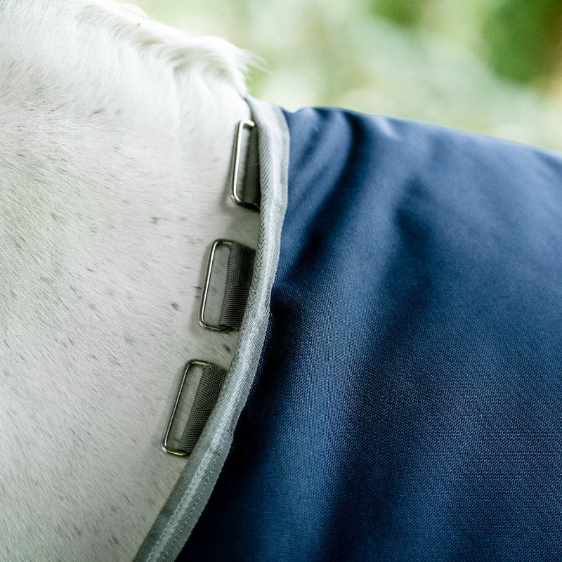 Horseware - Couverture d'extérieur Amigo Bravo 12 Turnout marine/ titanium grey/ argent 0g | - Ohlala