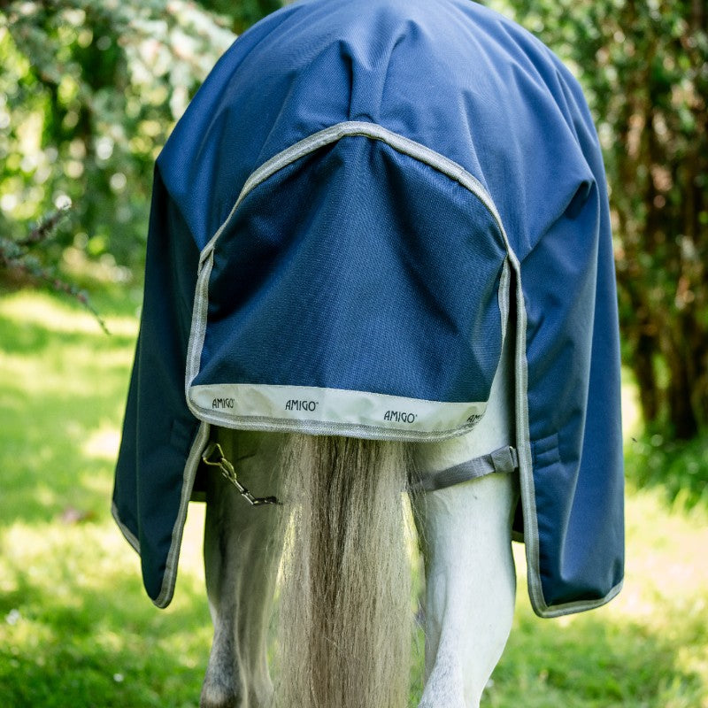 Horseware - Couverture d'extérieur Amigo Bravo 12 Turnout marine/ titanium grey/ argent 0g | - Ohlala