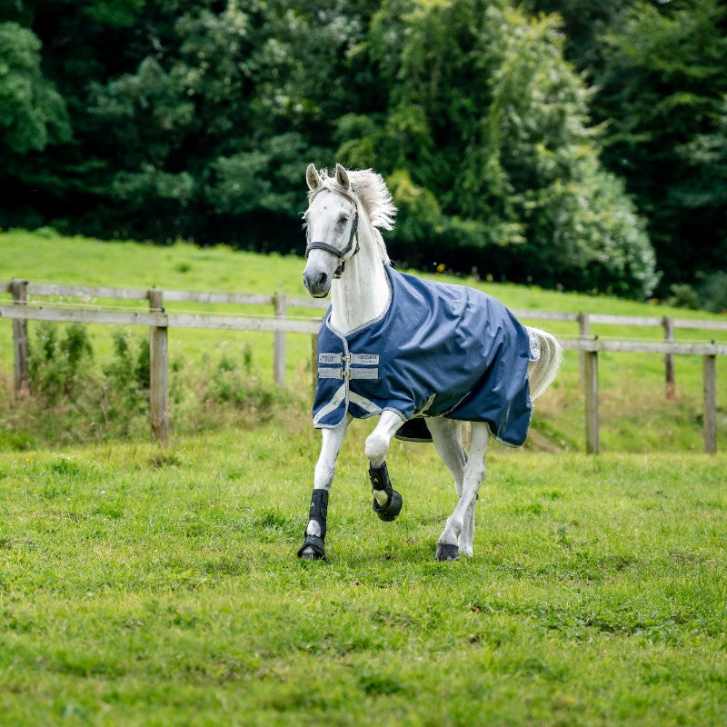 Horseware - Couverture d'extérieur Amigo Bravo 12 Turnout marine/ titanium grey/ argent 0g | - Ohlala