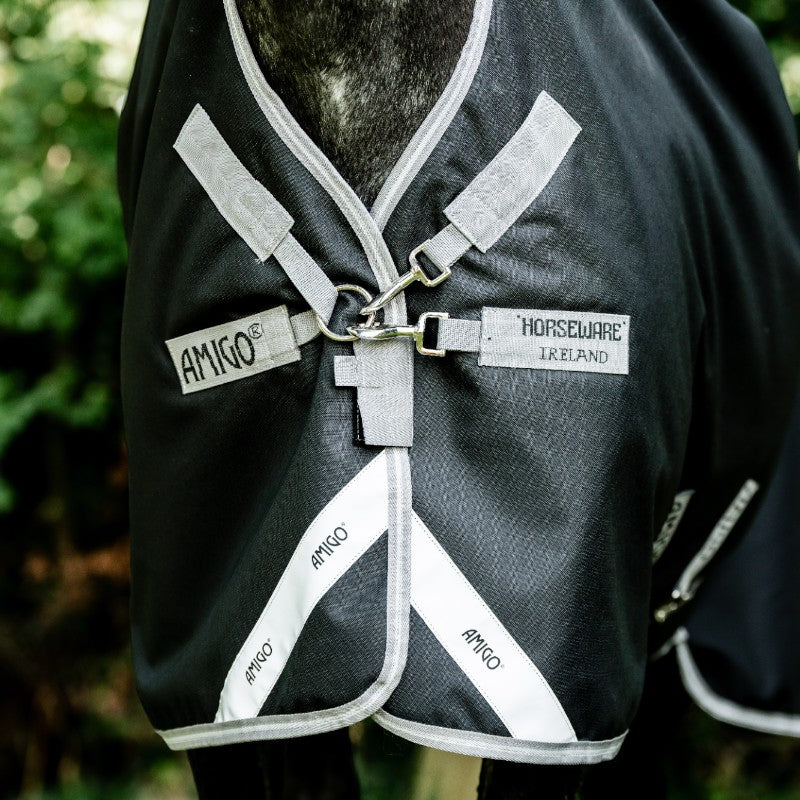 Horseware - Couverture d'extérieur Amigo Bravo 12 Wug noir/ titanium grey/ argent 400g | - Ohlala