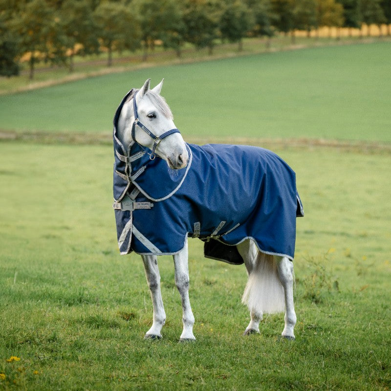 Horseware - Couverture d'extérieur Amigo FieldSafe Plus Turnout marine/ titanium grey/ argent 100g | - Ohlala