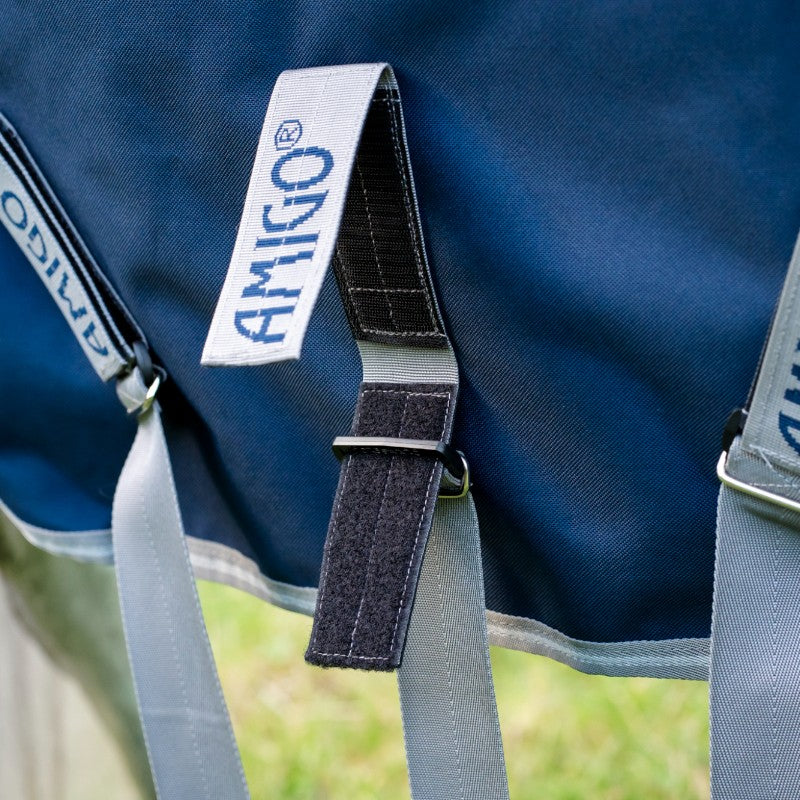 Horseware - Couverture d'extérieur Amigo FieldSafe Plus Turnout marine/ titanium grey/ argent 100g | - Ohlala