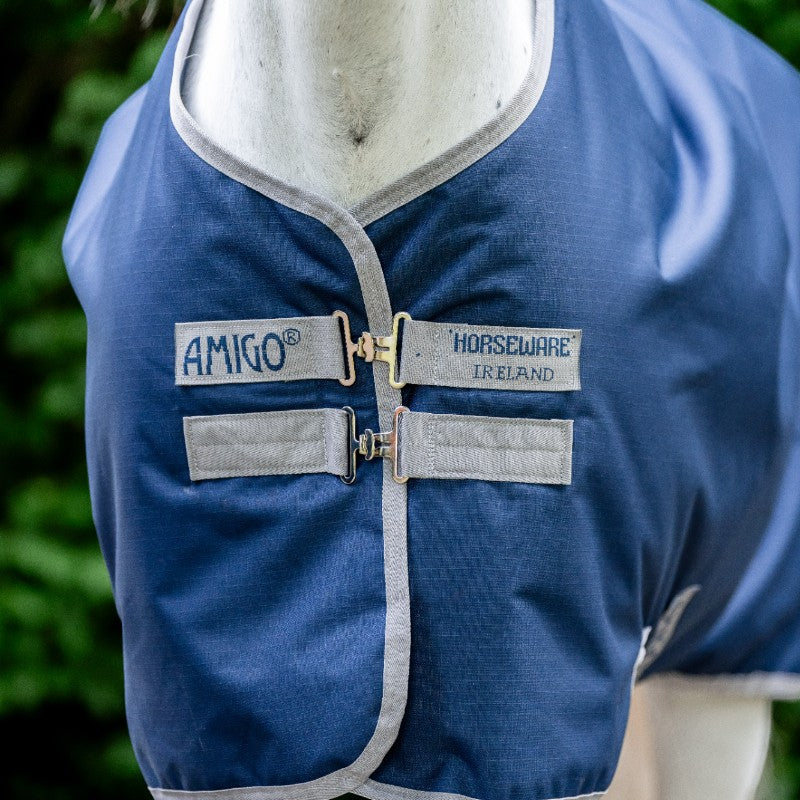 Horseware - Couverture d'extérieur Amigo Ripstop 900 Original doublure polaire marine/ titanium grey 50g | - Ohlala