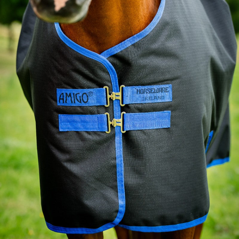 Horseware - Couverture d'extérieur Amigo Ripstop 900 Original doublure polaire noir/ classic blue 50g | - Ohlala