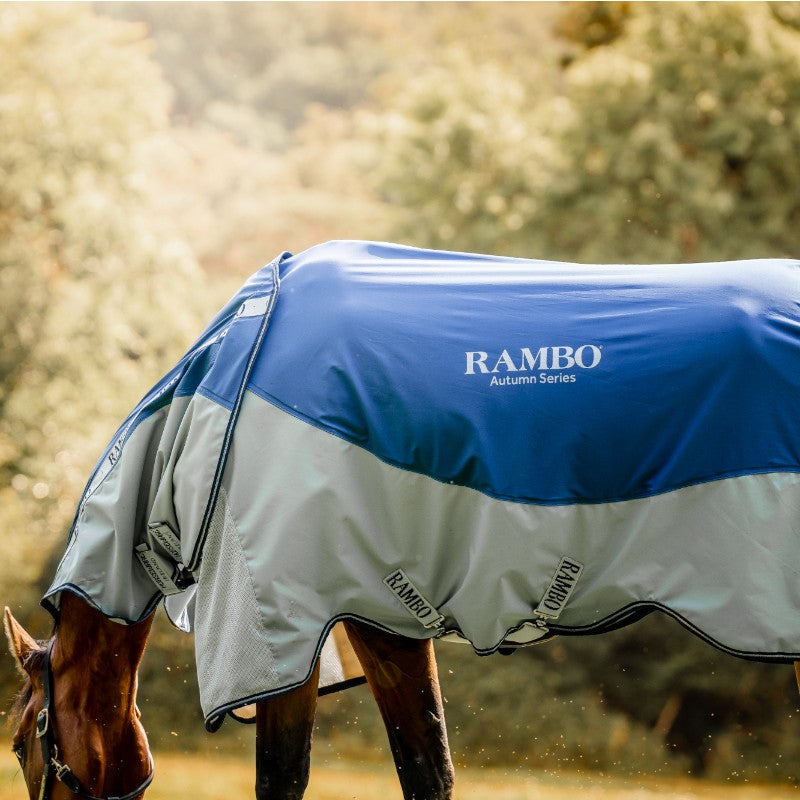 Horseware - Couverture d'extérieur Rambo Autumn Series marine/ gris 0g | - Ohlala