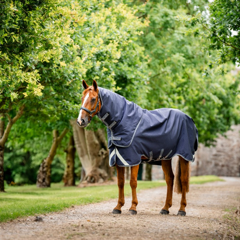 Horseware - Couverture d'extérieur Rambo Duo Force 2.0 marine/ thunderstorm grey/ argent 100g | - Ohlala