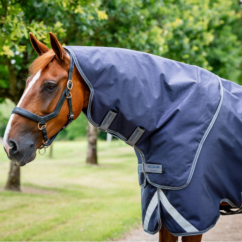 Horseware - Couverture d'extérieur Rambo Duo Ripstop Plus Turnout Bundle marine/ gris thunderstorm/ argent (100g + 100g+ 200g) 400g | - Ohlala