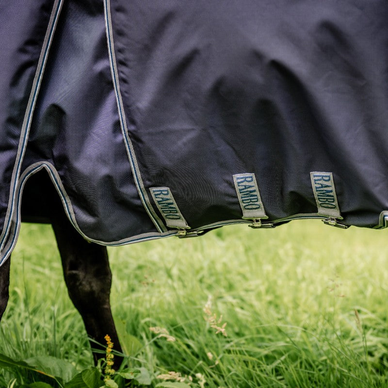 Horseware - Couverture d'extérieur Rambo Optimo Original marine/ thunderstorm grey/ argent 0g | - Ohlala