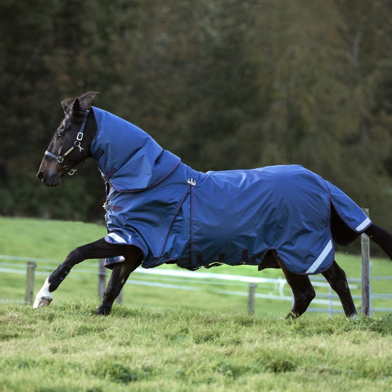 Horseware - Couverture d'extérieur Rambo Optimo Plus Budle marine/ bordeaux 200g | - Ohlala