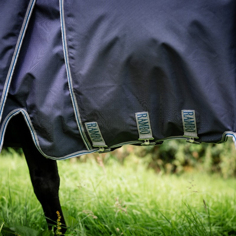 Horseware - Couverture d'extérieur Rambo Optimo Plus Turnout Bundle marine/ thunderstorm grey/ argent (0g + 400g) | - Ohlala
