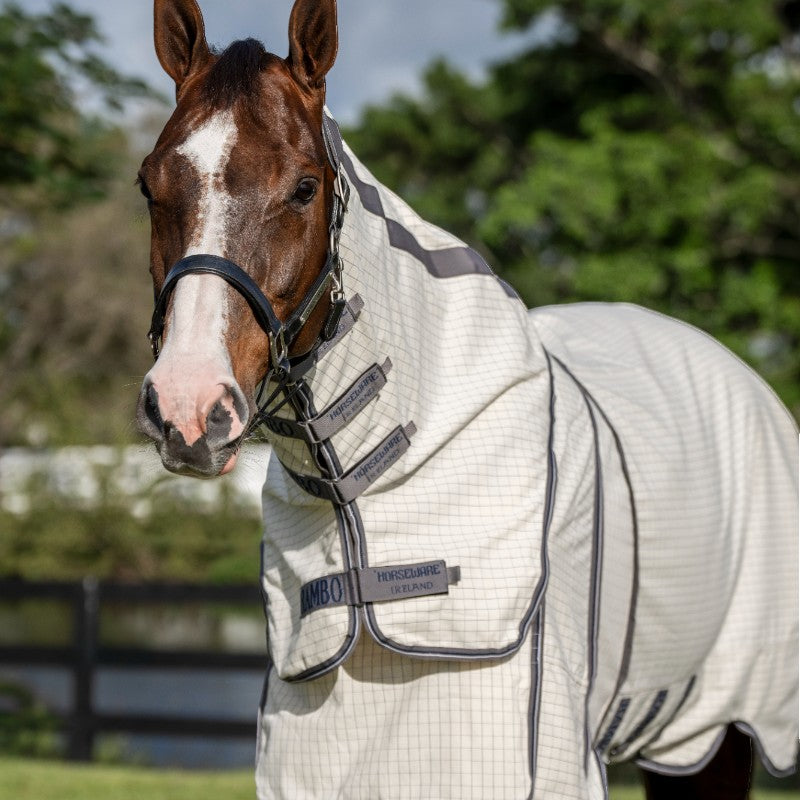 Horseware - Couverture d'extérieur Rambo Optimo Supreme Summer marine check/ thunderstorm grey/ argent 0g | - Ohlala