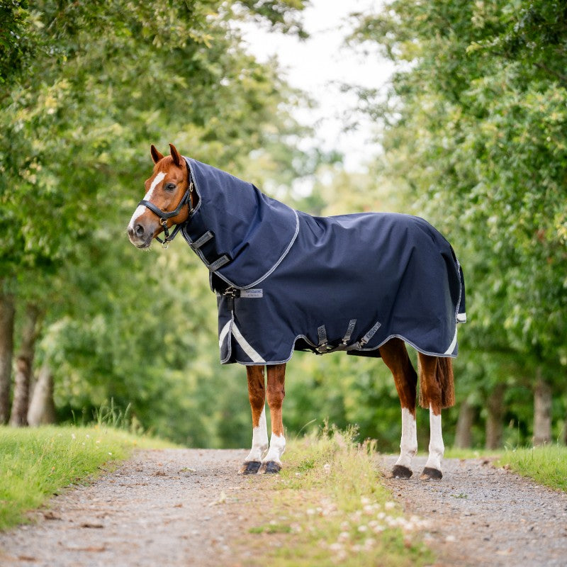 Horseware - Couverture d'extérieur Rambo Supreme Turnout Plus marine/ thunderstorm grey/ silver 450g | - Ohlala