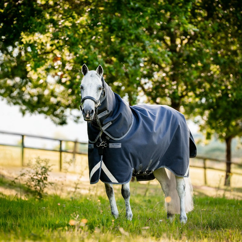 Horseware - Couverture d'extérieur Rambo Supreme Turnout Plus marine/ thunderstorm grey/ silver 450g | - Ohlala