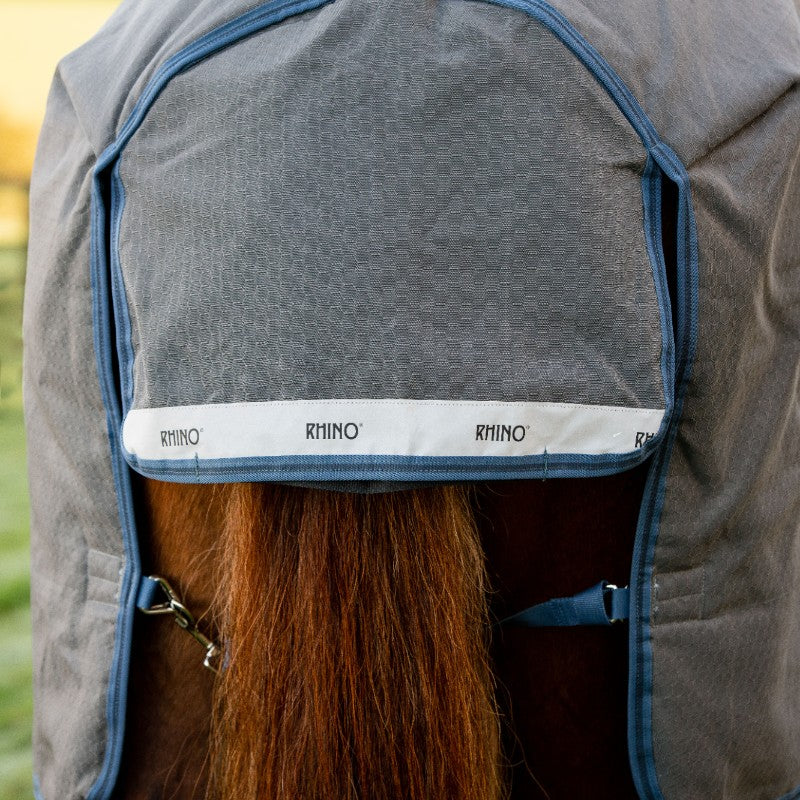 Horseware - Couverture d'extérieur Rhino Plus HexStop gris/ indigo 100g | - Ohlala