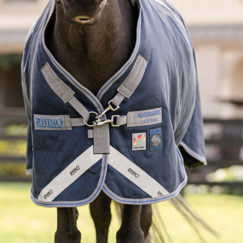 Horseware - Couverture d'extérieur Rhino Turnout VL marine/ titanium grey/ classic blue 250g | - Ohlala
