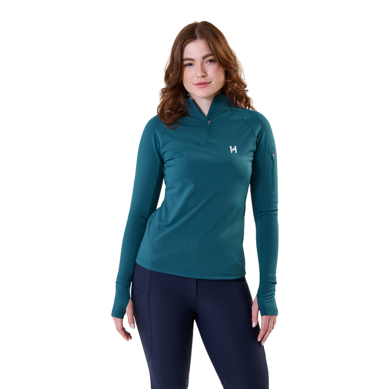 Horseware - Sweat manches longues femme Strive Winter 1/4 Zip dynasty green | - Ohlala