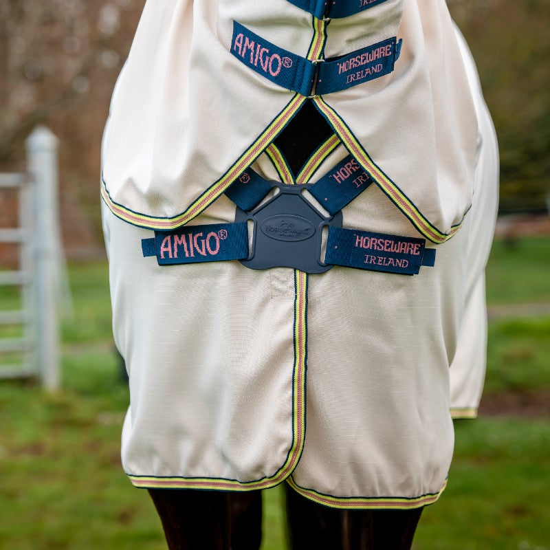 Horseware - Couverture d'extérieur Amigo Ripstop Hoody chalk/ marine/ rose | - Ohlala