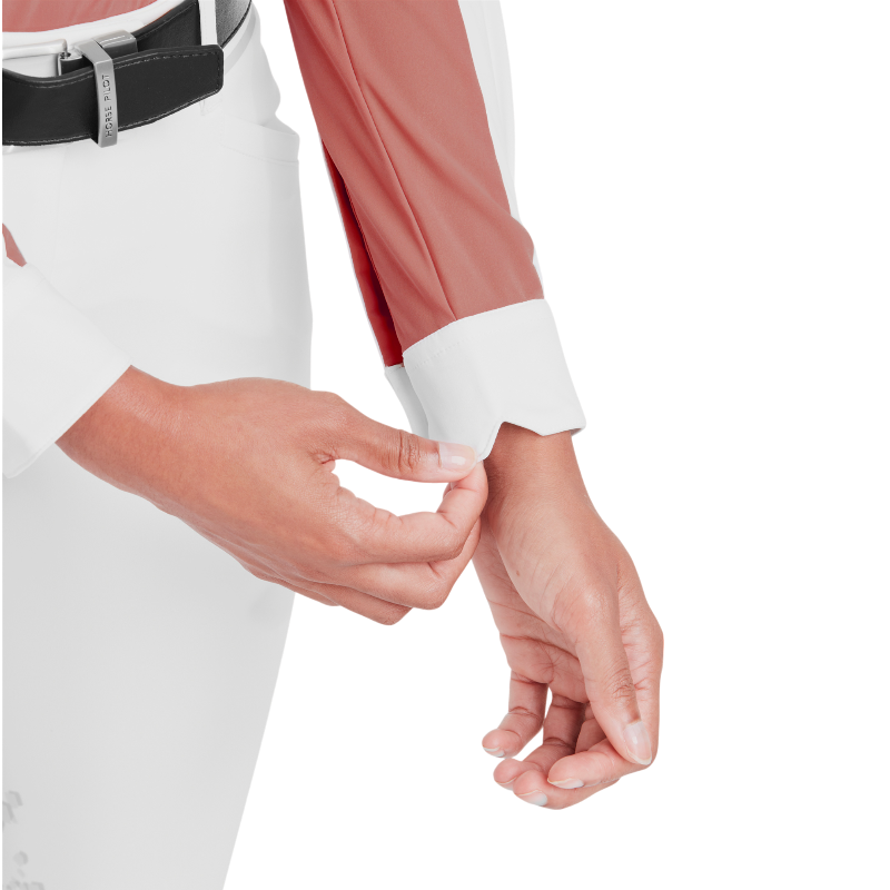 Horse Pilot - Chemise de concours manches longues femme Monica brick dust | - Ohlala