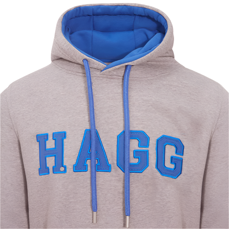 Hagg - Sweat à capuche homme gris/ bleu roi | - Ohlala
