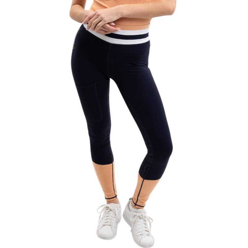 Harcour - Legging d'équitation femme Brookie marine/ abricot | - Ohlala