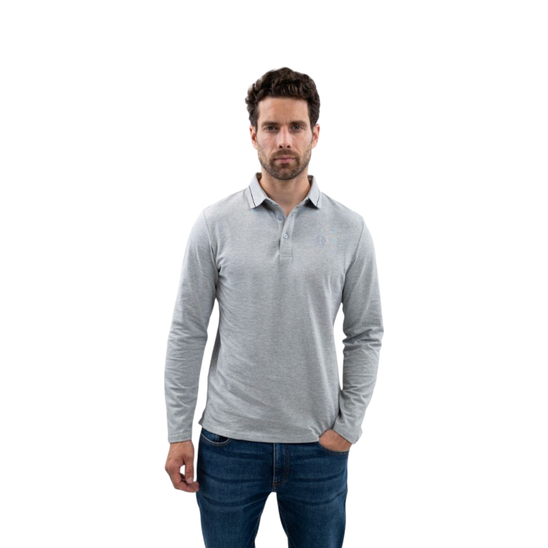Harcour - Men's long sleeve polo Malik gray heather