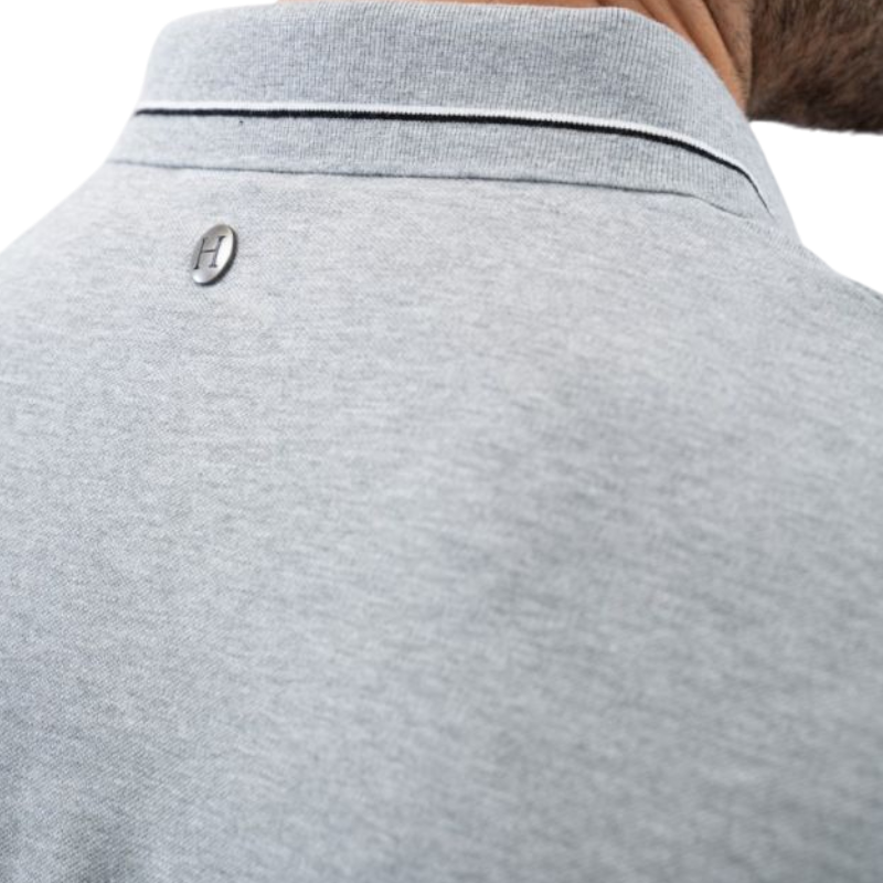 Harcour - Men's long sleeve polo Malik gray heather