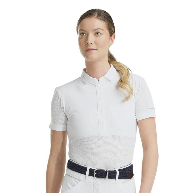 Horse Pilot - Polo d'équitation femme Aeromesh blanc | - Ohlala