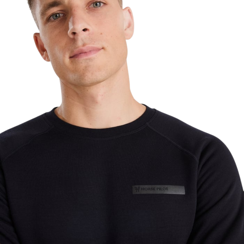 Horse Pilot - Sweat manches longues homme Merinos dark night | - Ohlala