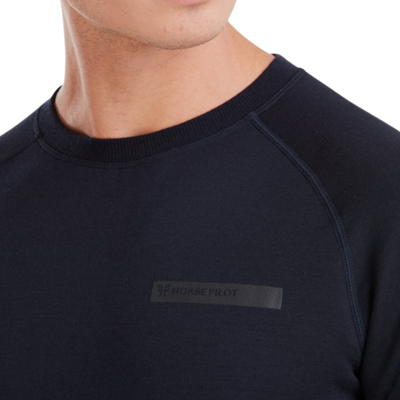 Horse Pilot - Sweat manches longues homme Merinos dark night | - Ohlala