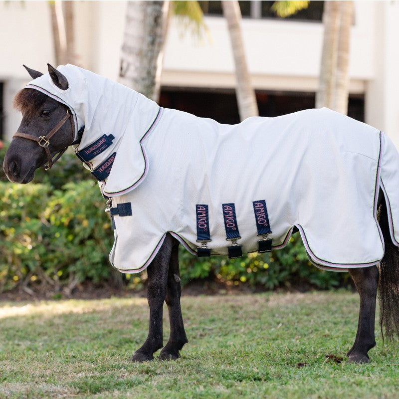 Horseware - Chemise anti-mouches Amigo Ripstop Petite Hoody argent/ lime/ marine/ rose | - Ohlala