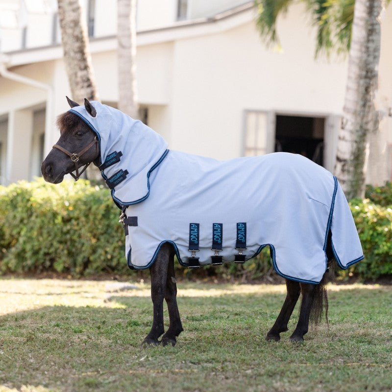 Horseware - Chemise anti-mouches Amigo Ripstop Petite Hoody azure blue/ marine/ bleu électrique | - Ohlala