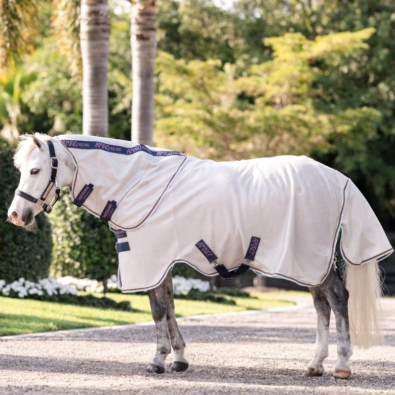 Horseware - Couverture anti-mouches Amigo Bug Rug Plus Pony argent/ lime/ marine/ rose/ bleu | - Ohlala