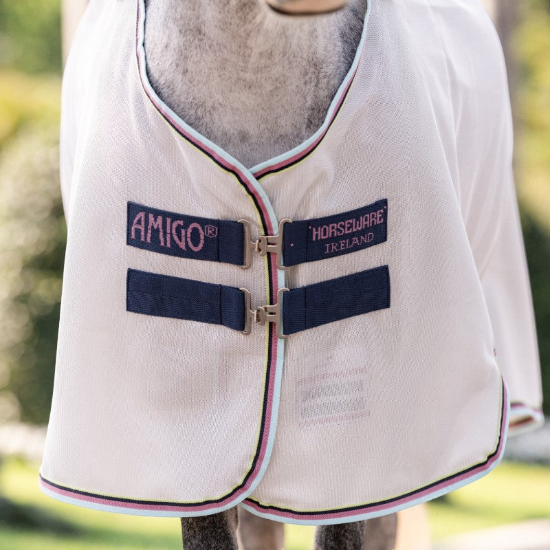 Horseware - Couverture anti-mouches Amigo Bug Rug Plus Pony argent/ lime/ marine/ rose/ bleu | - Ohlala