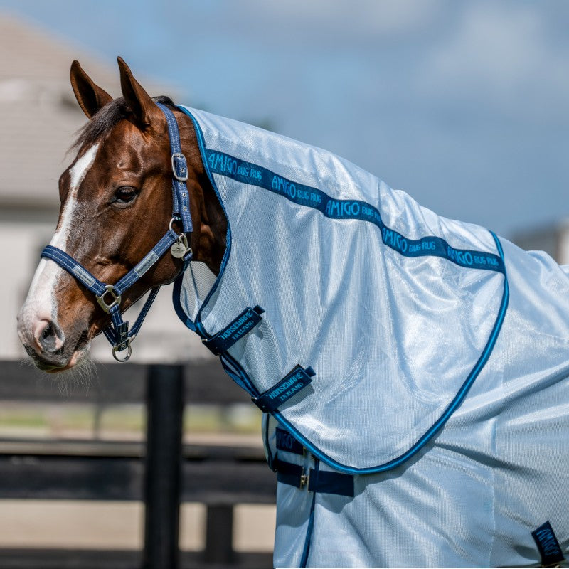 Horseware - Couverture anti-mouches Amigo Bug Rug Plus azure blue/ marine/ bleu électrique | - Ohlala