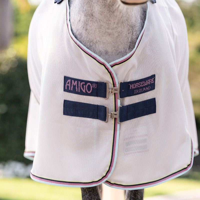 Horseware - Couverture anti-mouches Amigo Bug Rug Pony argent/ lime/ marine/ rose/ bleu | - Ohlala