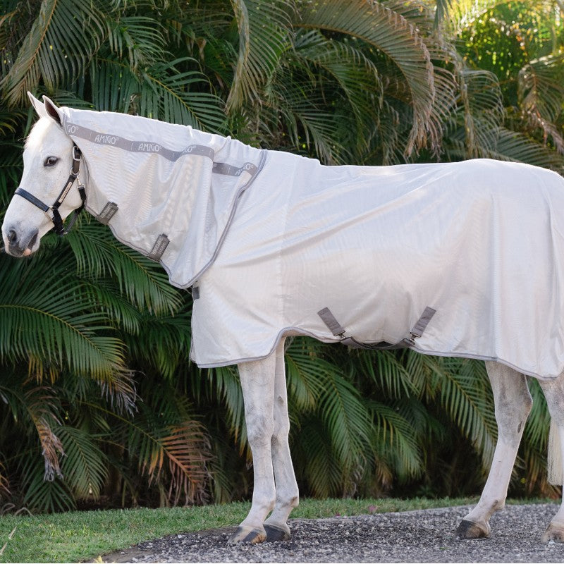 Horseware - Couverture anti-mouches Amigo Integrated argent/ titanium grey/ argent | - Ohlala