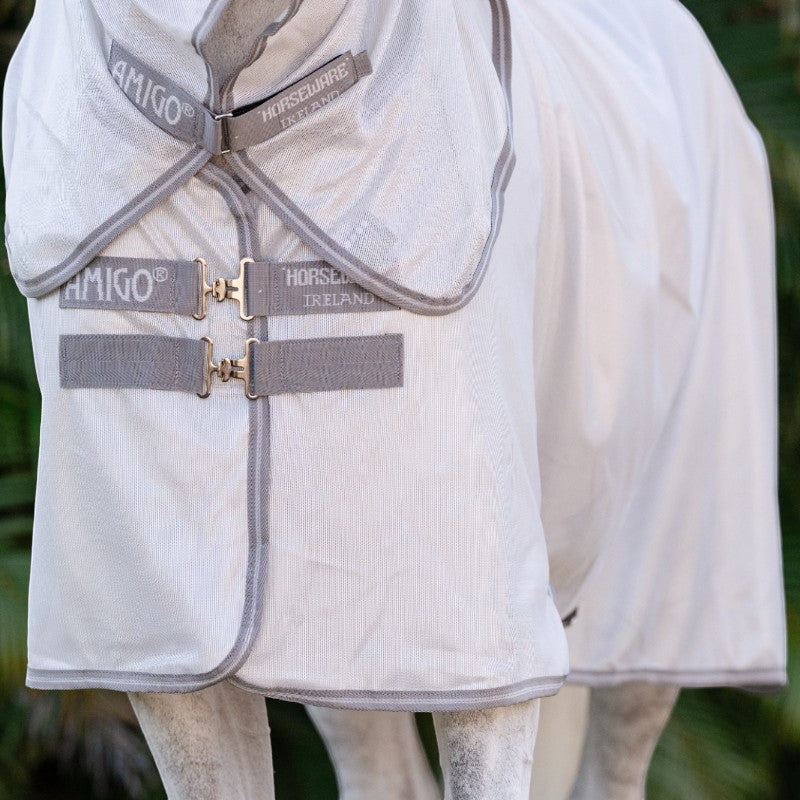 Horseware - Couverture anti-mouches Amigo Integrated argent/ titanium grey/ argent | - Ohlala
