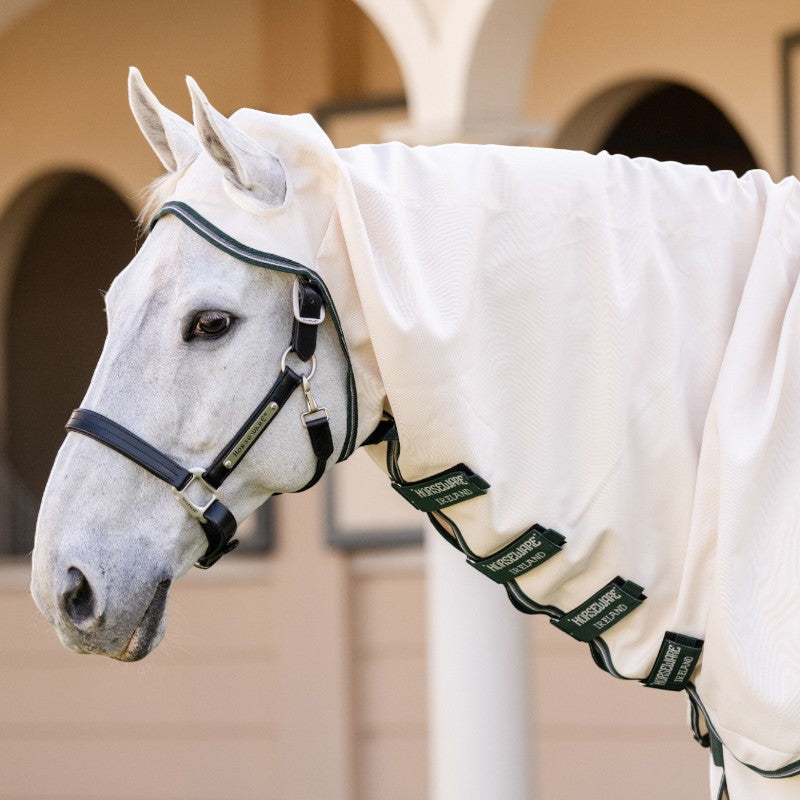 Horseware - Couverture anti-mouches Rambo Hoody XL chalk/ hunter green/ argent | - Ohlala