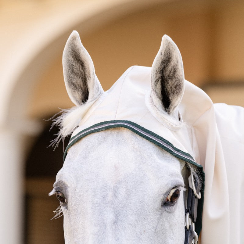 Horseware - Couverture anti-mouches Rambo Hoody XL chalk/ hunter green/ argent | - Ohlala