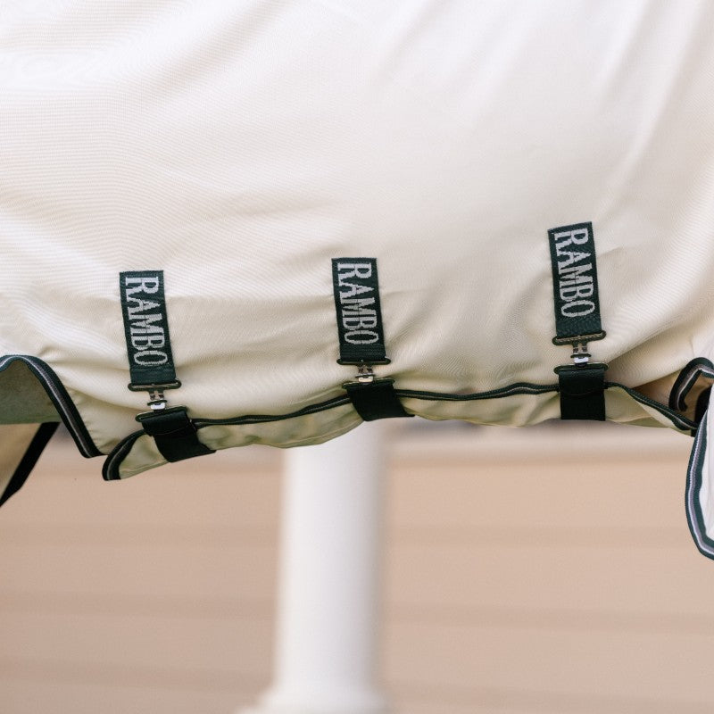 Horseware - Couverture anti-mouches Rambo Hoody XL chalk/ hunter green/ argent | - Ohlala