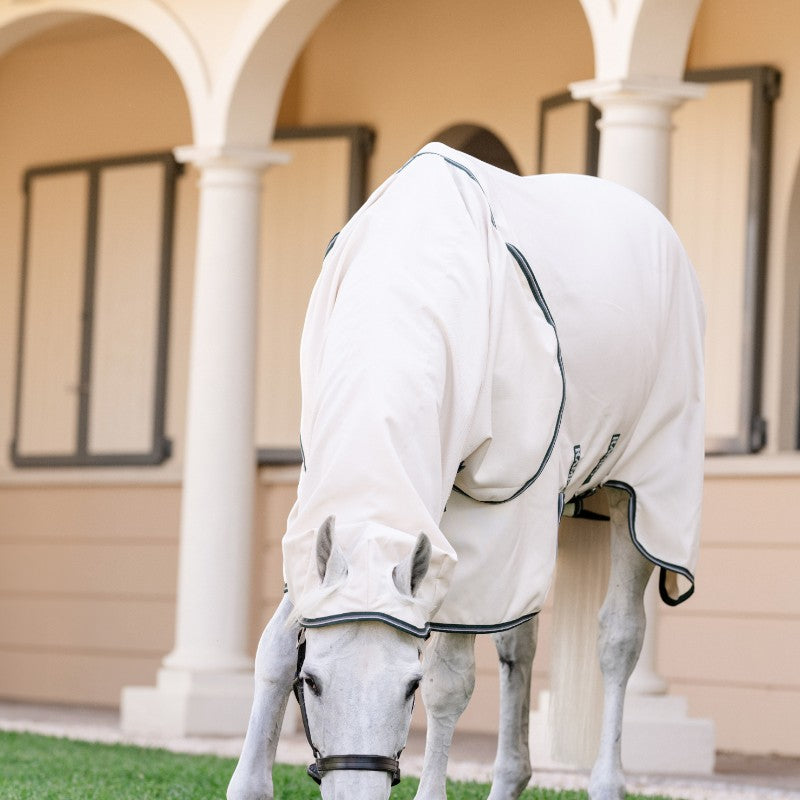 Horseware - Couverture anti-mouches Rambo Hoody XL chalk/ hunter green/ argent | - Ohlala