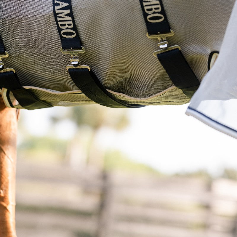 Horseware - Couverture anti-mouches Rambo Protector Fieldsafe argent/ marine/ blanc/ beige | - Ohlala