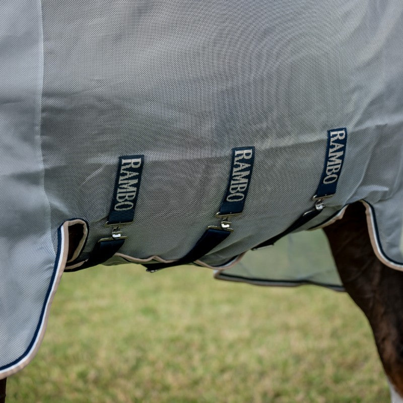 Horseware - Couverture anti-mouches Rambo Protector argent/ marine/ blanc/ beige | - Ohlala