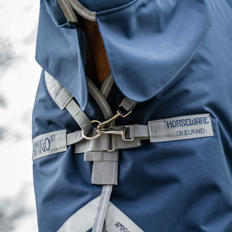 Horseware - Couverture d'extérieur Amigo Bravo Integrated Turnout marine/ titanium grey/ argent 50g | - Ohlala