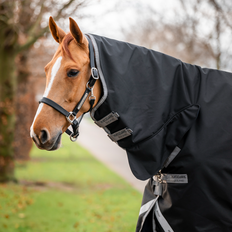 Horseware - Couverture d'extérieur Amigo Bravo Integrated Turnout noir/ titanium grey/ argent 150g | - Ohlala