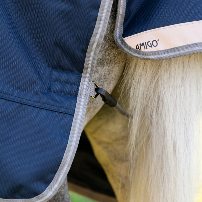 Horseware - Couverture d'extérieur Amigo Bravo Plus Pony Turnout marine/ titanium grey/ argent 0g | - Ohlala