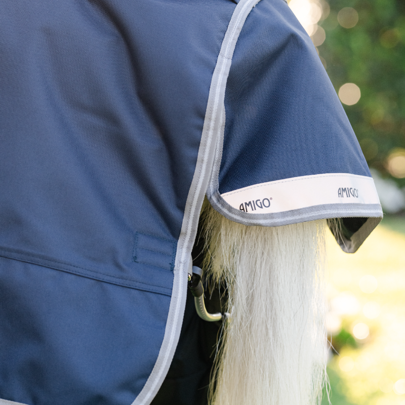 Horseware - Couverture d'extérieur Amigo Bravo Plus Pony Turnout marine/ titanium grey/ argent 50g | - Ohlala