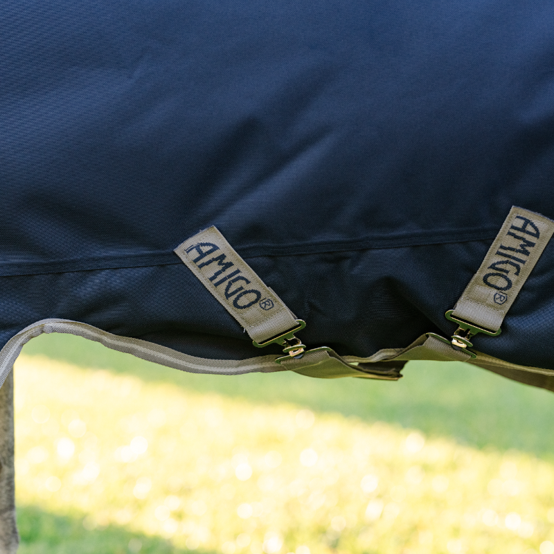 Horseware - Couverture d'extérieur Amigo Bravo Plus Pony Turnout marine/ titanium grey/ argent 50g | - Ohlala