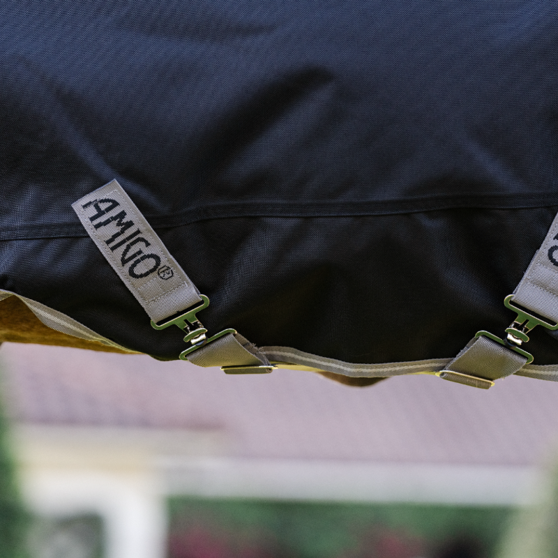 Horseware - Couverture d'extérieur Amigo Bravo Plus Pony Turnout noir/ titanium grey/ argent 250g | - Ohlala